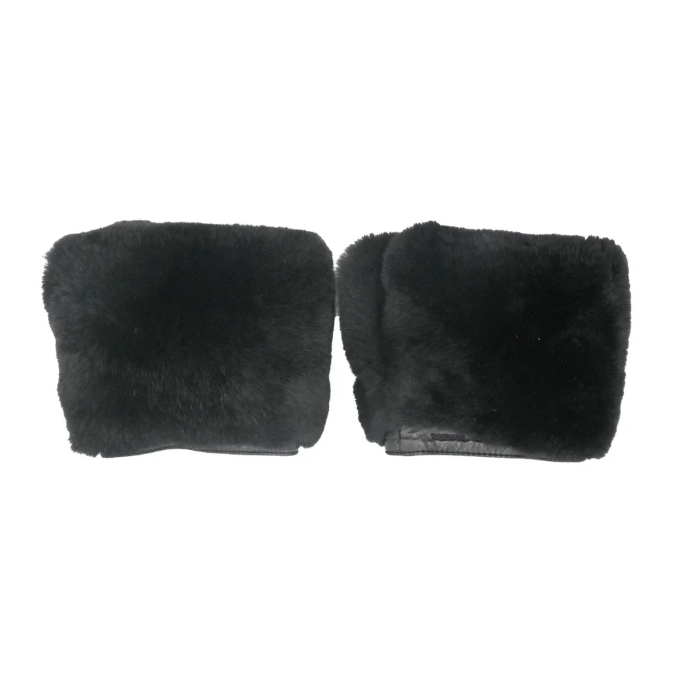 Faux-Fur & Leather Trim Sleeve Cuffs